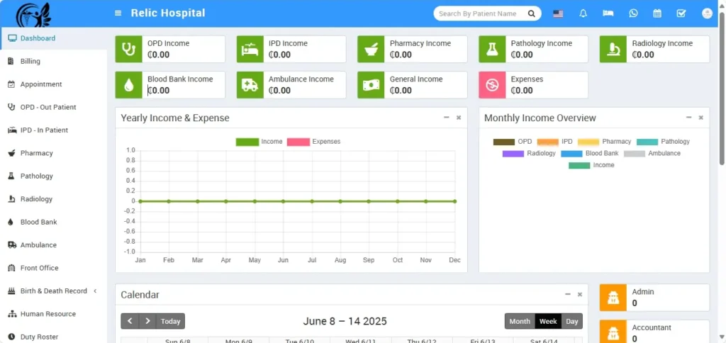 hospital management system dashboard