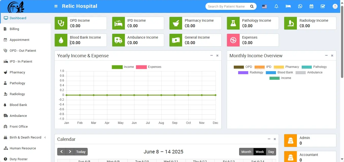 hospital management system dashboard